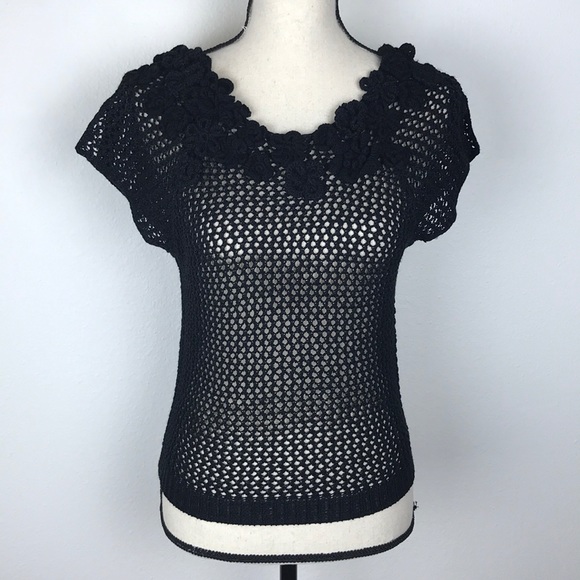 Tops - Knitted & Knotted Crochet Black Low Back Top